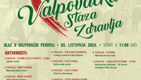 Valpovačka staza zdravlja odgođena za 5. listopada